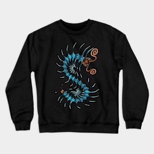 Orange and Blue Centipede Art Crewneck Sweatshirt